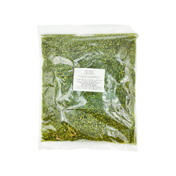 Alga Nori en polvo, un condimento versátil y saludable con un color verde intenso. Perfecto para realzar tus platos con un toque de sabor a mar y valiosos nutrientes